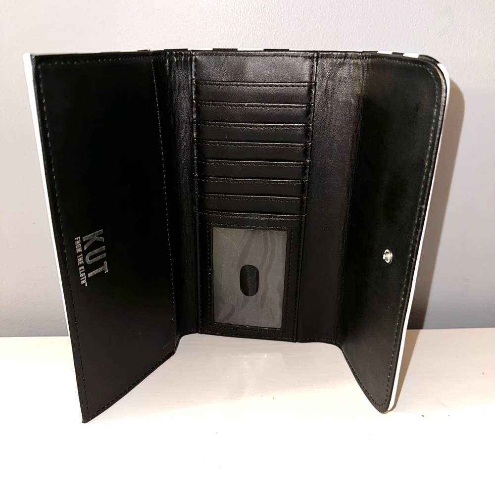 KUT FROM THE KLOTH Slim Striped Wallet, Purse, Black & White, EUC - Picture 5 of 9